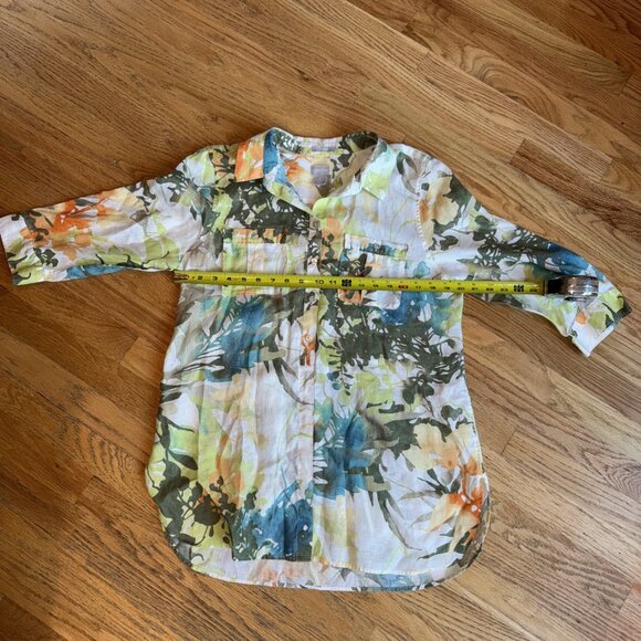 Chico's No-Iron Linen Floral Paradise Shirt Size: 2 US Size 12 - Picture 16 of 16